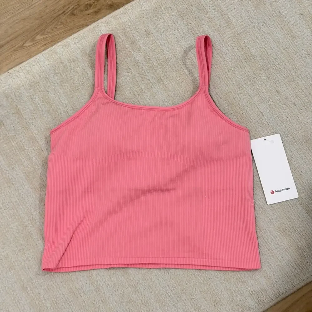 NWT Lululemon Ebb to Street Scoop-Neck Cropped Tank Top in Candy Cloud Size 12